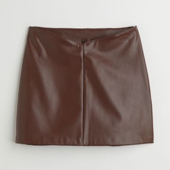 NWT H&M Crossover Faux Leather Brown Skirt - Picture 6 of 7